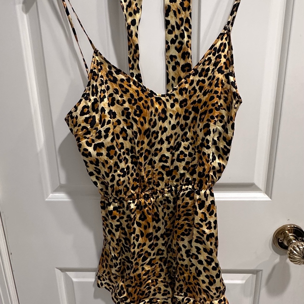 Charlotte Olympia Tan and Brown Leopard Print Bustier Camisole